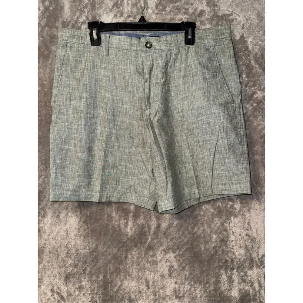 Banana Republic Chambray Bright Moss 100% Cotton 9” Shorts Size 36 #784